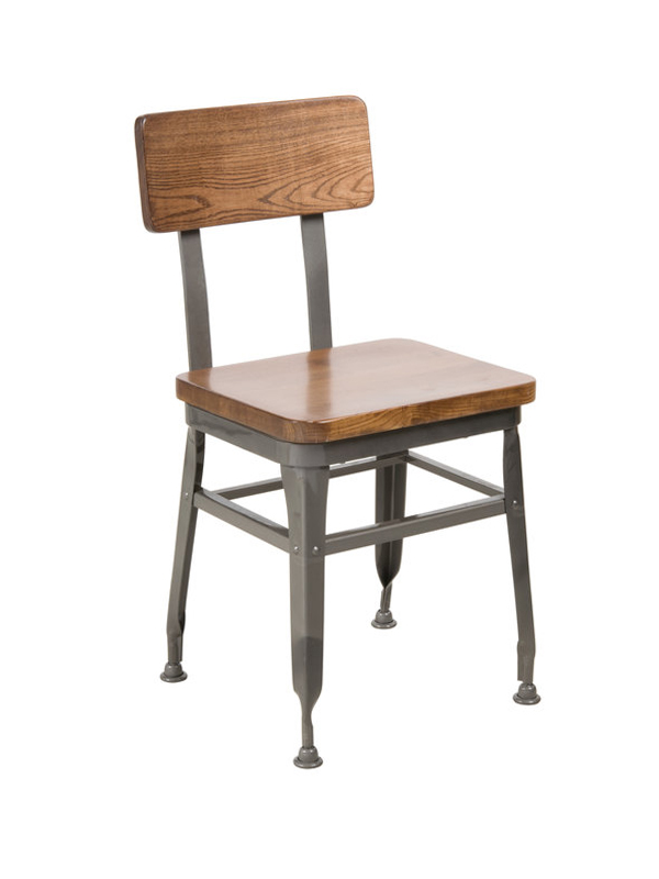 Sprinteriors – Coated Steel Side Chair with Wooden Back and Seat