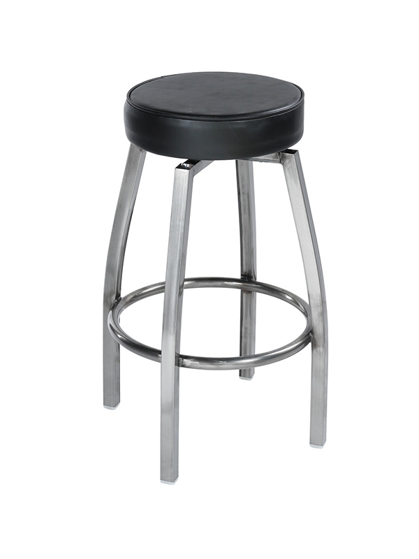 Sprinteriors - Silver Coat Backless Barstool with Black Upholstered Seat