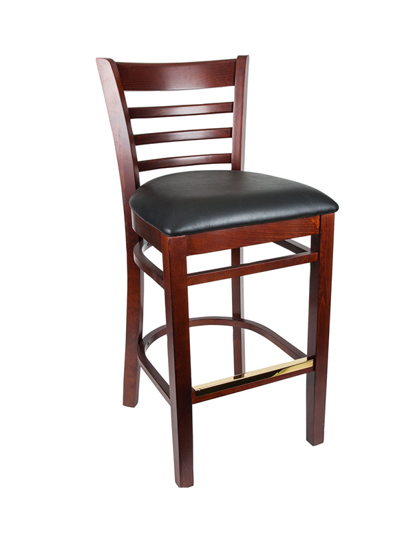 Sprinteriors - Ladder Back Bar Height Chair with Black Padded Seat 
