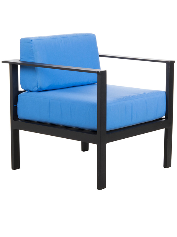 Sprinteriors - Black Aluminum Cushion Armchair with Armrests