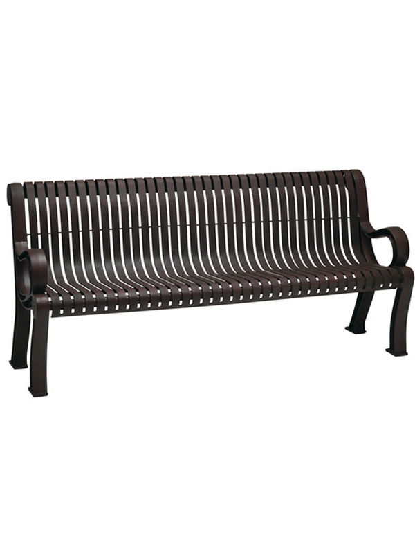 Sprinteriors - Brown Powder Coated Aluminum Vertical Slat Outdoor Bench with Arms