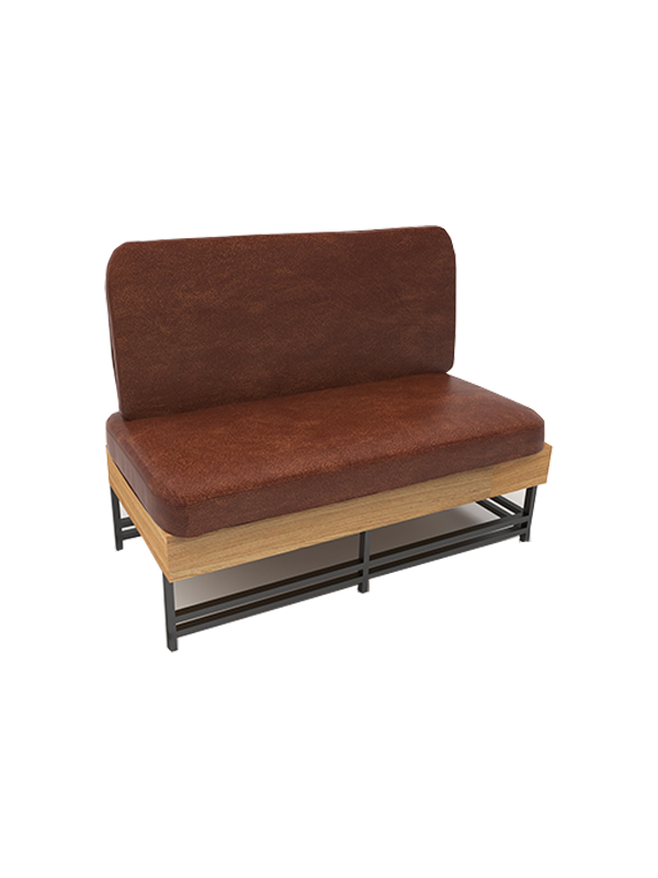 Brown Armless Sofa With Wooden Base & Metal Frame
