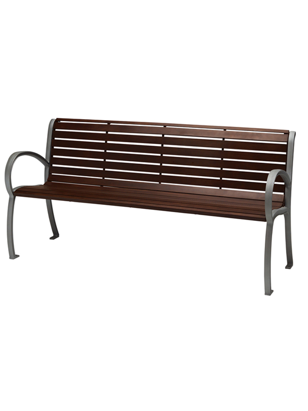 Sprinteriors - Mount Powder Coated Steel Outdoor Bench with Arms 