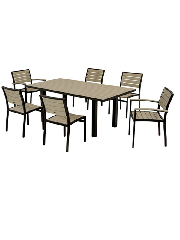 Sprinteriors - Rectangular Dining Table with Black Frame and 6 Chairs