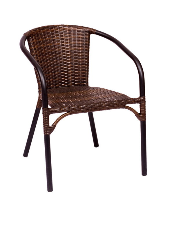 Sprinteriors - Outdoor-Indoor Stackable Brown Synthetic Wicker Arm Chair