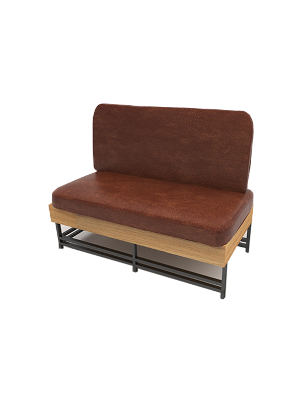 Brown Armless Sofa With Wooden Base & Metal Frame