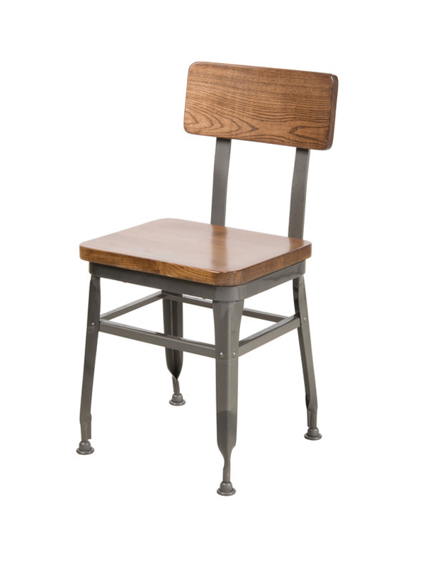 Sprinteriors – Coated Steel Side Chair with Wooden Back and Seat
