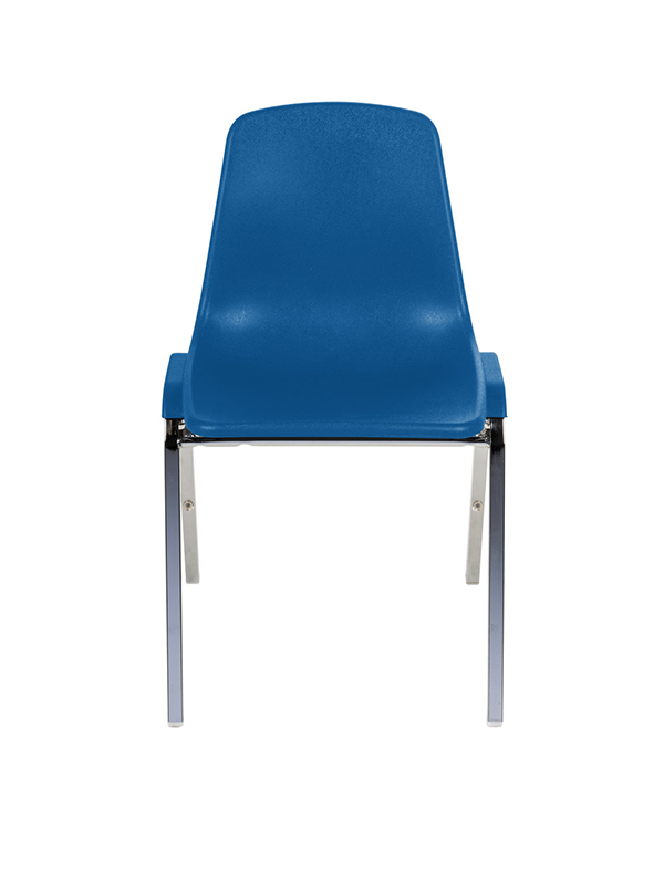 Sprinteriors - Chrome Metal Stacking Chair with Blue Back and Seat