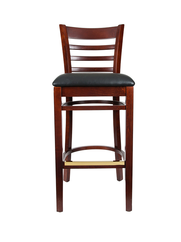 Sprinteriors - Ladder Back Bar Height Chair with Black Padded Seat 