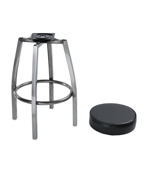 Sprinteriors - Silver Coat Backless Barstool with Black Upholstered Seat