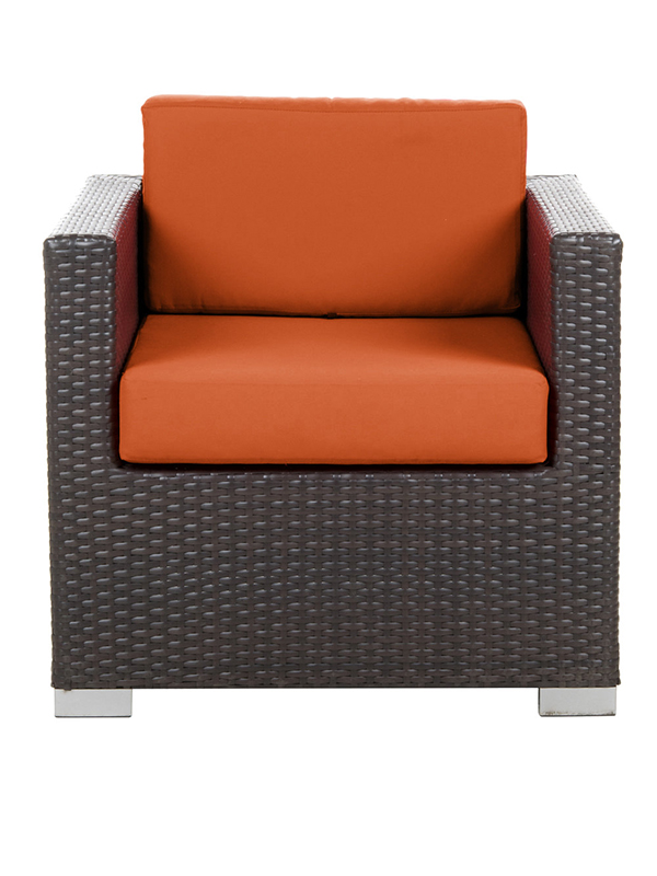 Sprinteriors - Wicker Armchair with Rust Canvas Cushions